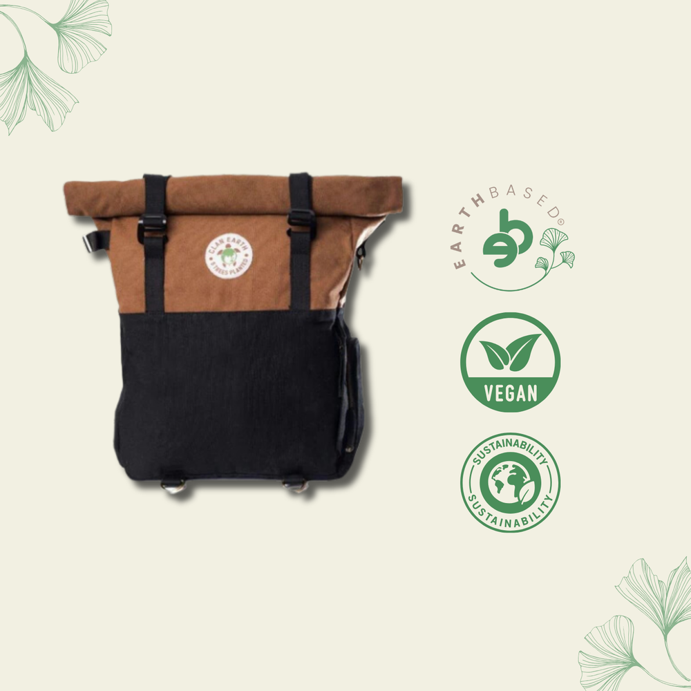 Pangolin Backpack- Camel Brown & Charcoal Black | Clan Earth - EarthBased 