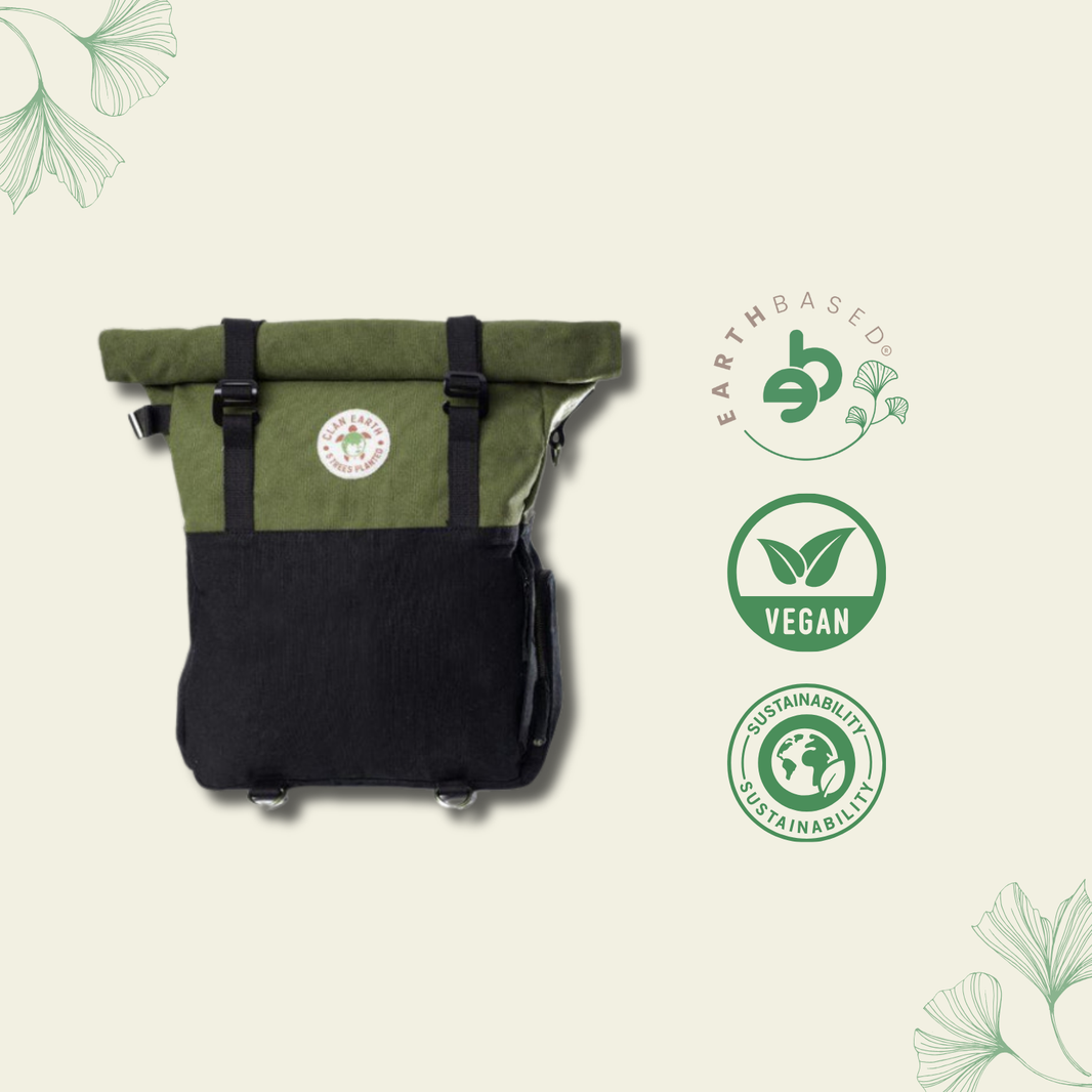 Pangolin Backpack- Olive Green & Charcoal Black | Clan Earth - EarthBased 