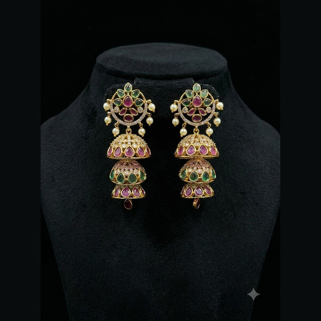 Layered Jhumka Drop Earrings