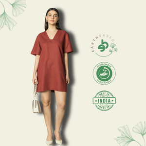 Plunge-Neck Shift Dress - EarthBased 