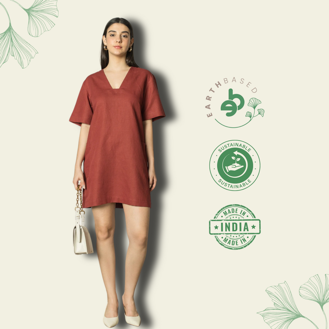 Plunge-Neck Shift Dress - EarthBased 