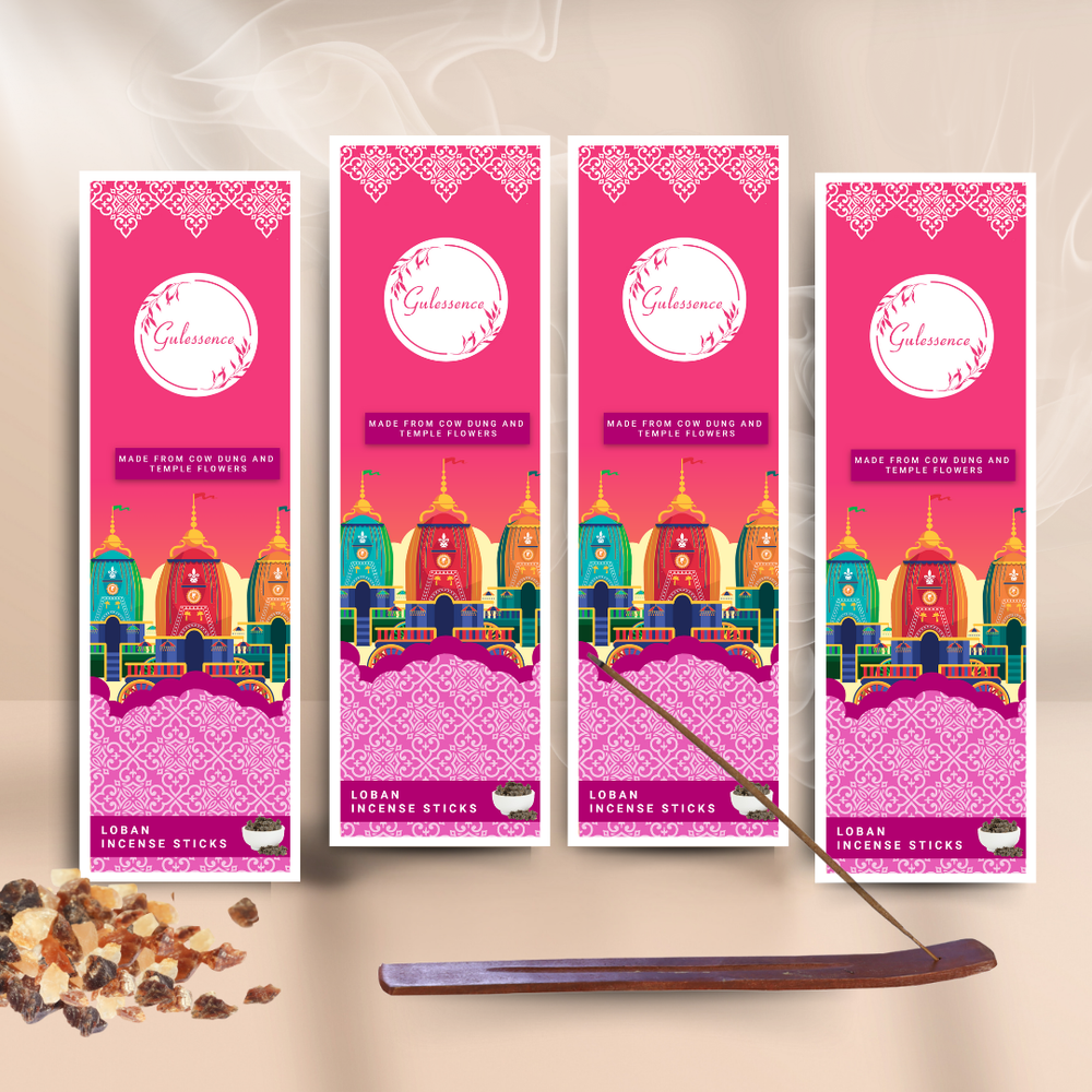 Loban Incense Sticks With Free Incense Holder| Made from Cow dung & Temple Flower | Gulessence - EarthBased 