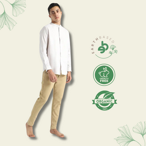 Organic Cotton & Naturally Dyed Mens Round Neck Ash Grey Shirt by Livbio - EarthBased 