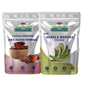 TummyFriendly Foods Dry Dates Powder and Raw Kerala Banana Powder Cereal (200 g, Pack of 2) - EarthBased 