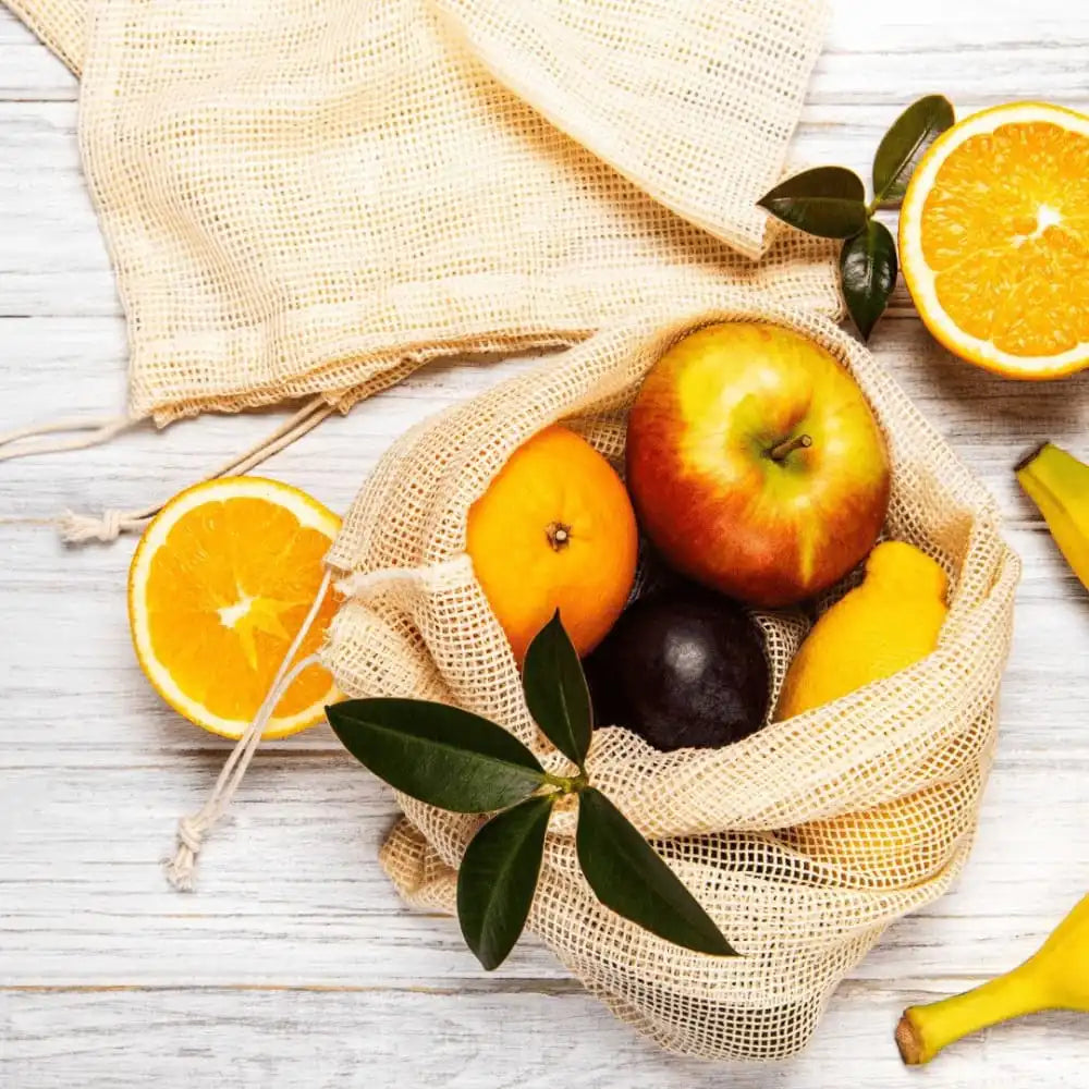 Cotton Refrigerator Mesh Bags - Set of 3 (small,Medium & large) - EarthBased 