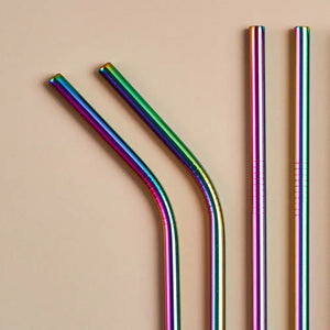 Stainless Steel Straws With Cleaner - Rainbow (1 ST+1 Bend) | ONEarth - EarthBased 