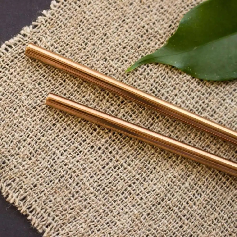 Brass Straws With Cleaner - Pack of 2 (Brass) ST+Bend - EarthBased 