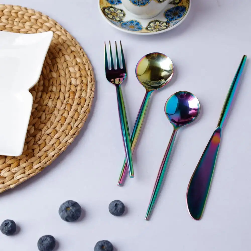 Rainbow Steel Cutlery Set - Full - EarthBased 
