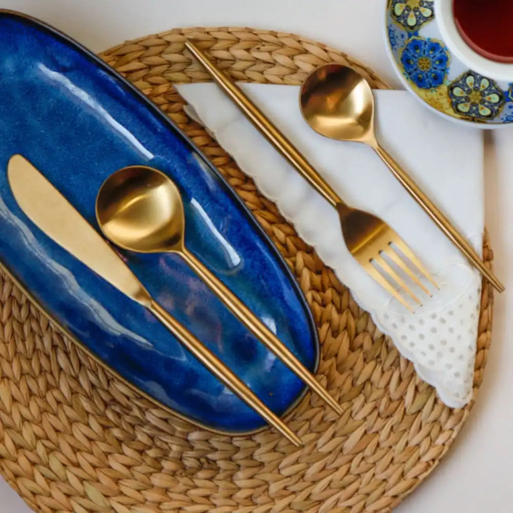 Golden Steel Cutlery Set - EarthBased 