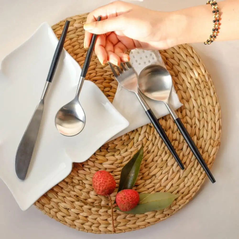 Grey & Black Steel Cutlery Set - EarthBased 
