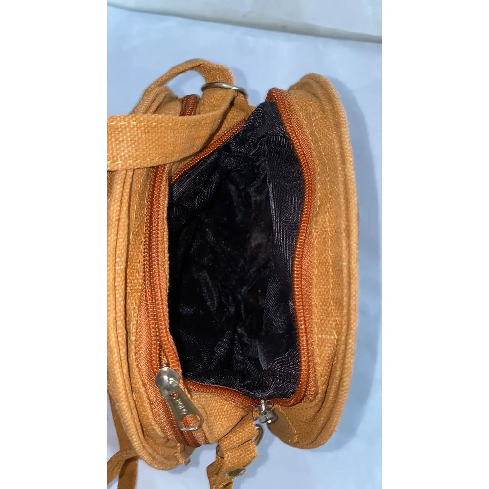 Oval Shital Pati & Jute Sling Bag - EarthBased 