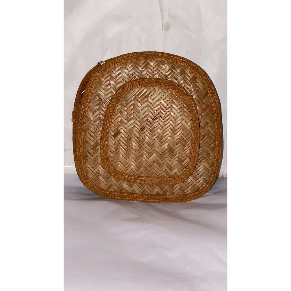 Oval Shital Pati & Jute Sling Bag - EarthBased 