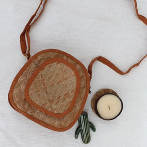 Oval Shital Pati & Jute Sling Bag - EarthBased 