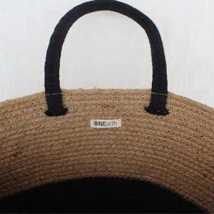 Black/Beige Jute Tote Bag - EarthBased 