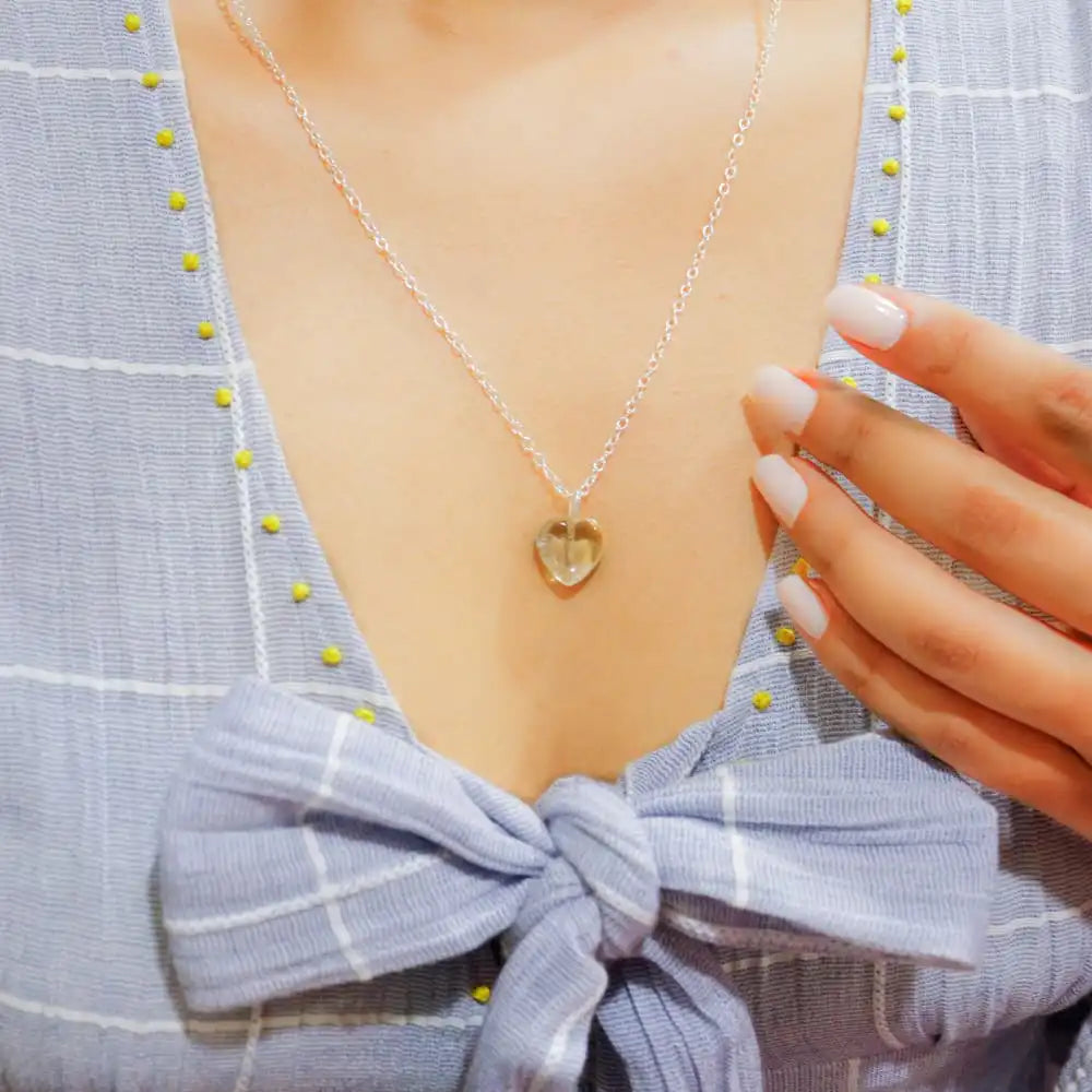 Smoky Quartz Stone Pendant with Golden Chain - EarthBased 