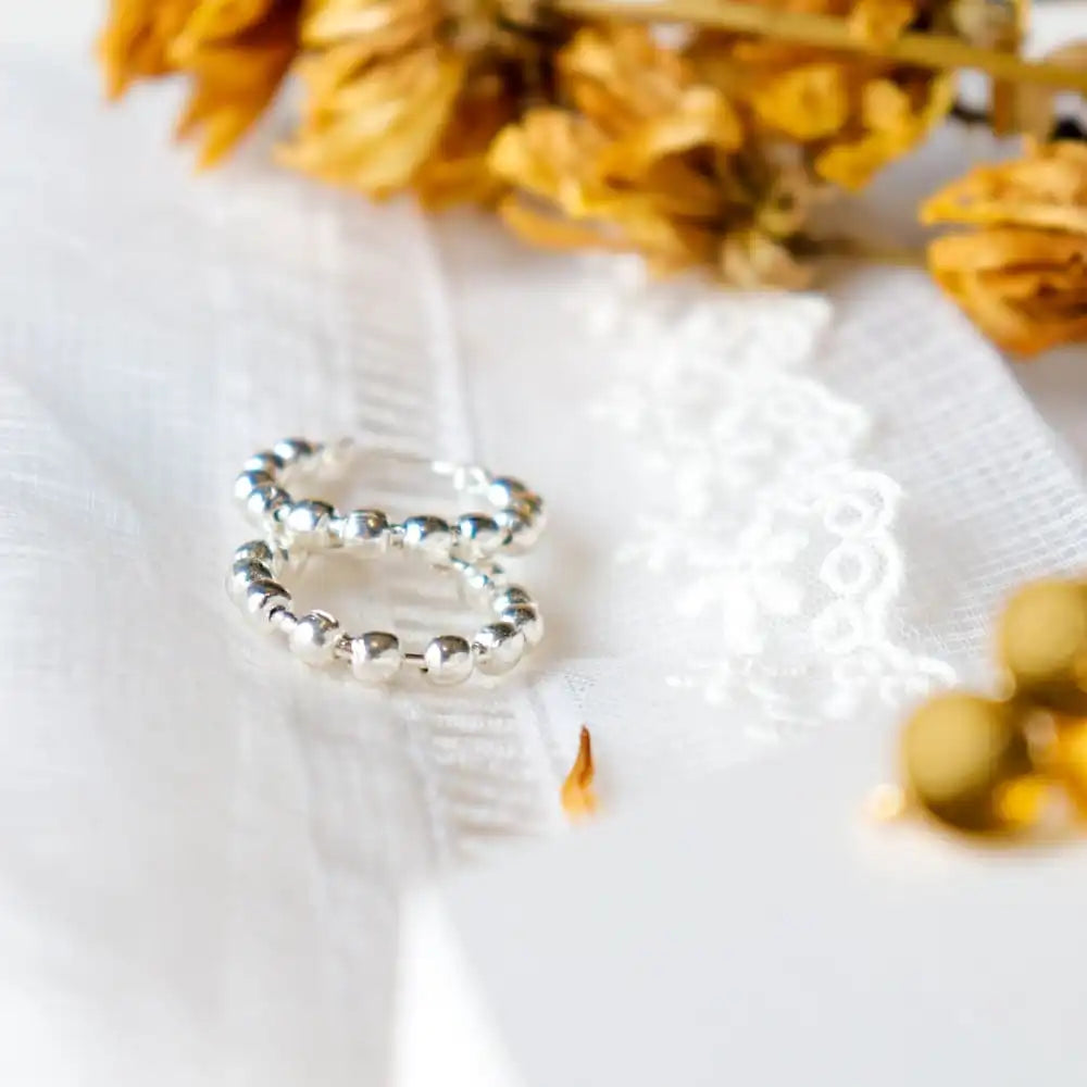 Dots- Silver Plated Brass Metal Earrings - EarthBased 