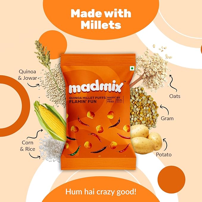 Quinoa Millet Puffs Flamin Fun Pack of 10 - EarthBased 