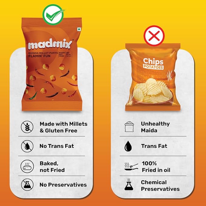 Quinoa Millet Puffs Flamin Fun Pack of 10 - EarthBased 