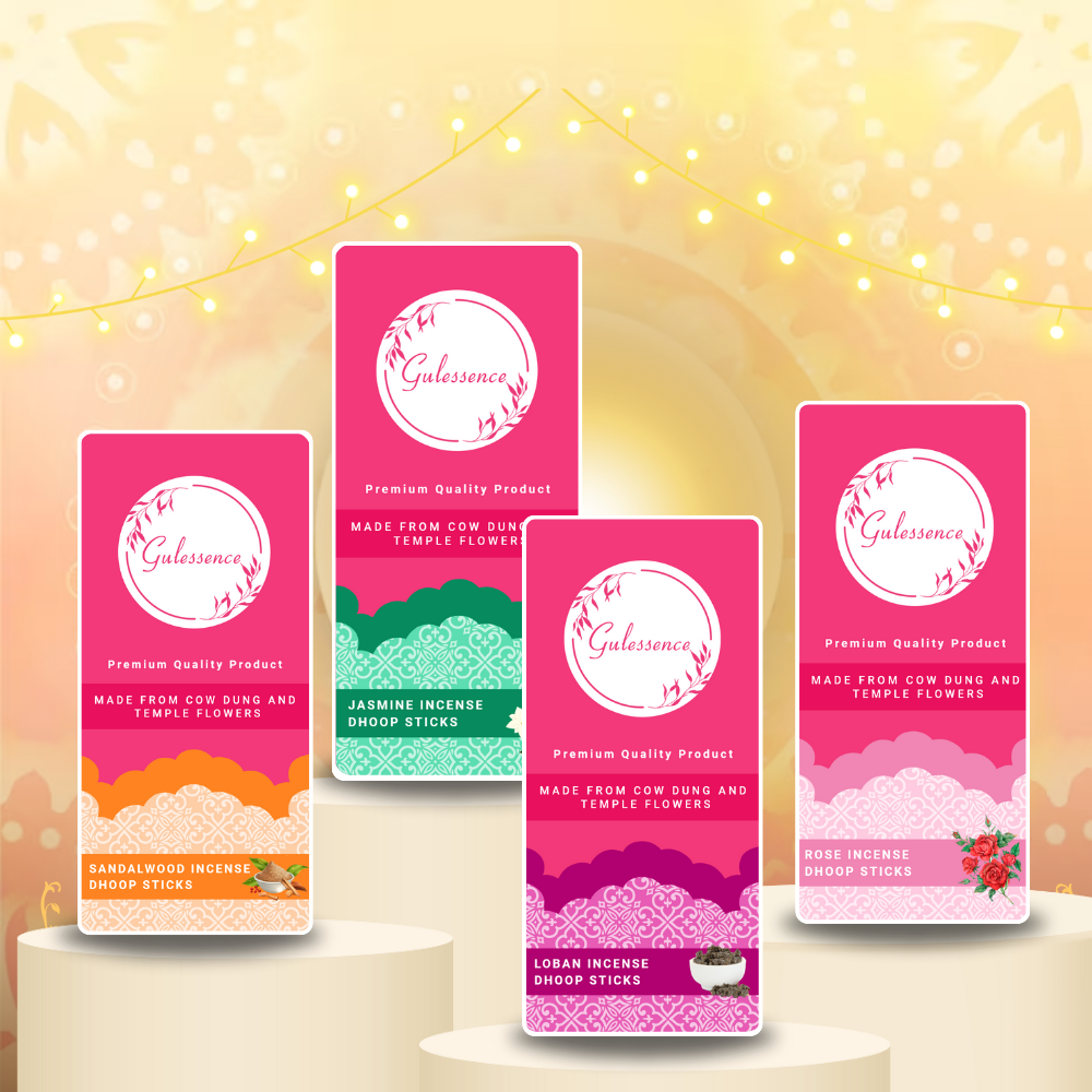 Jasmine Havan Cup & Rose Dhoopsticks - Made from Temple flowers & Cowdung | Combo Boxes | Gulessence | Pack of 2 - EarthBased 