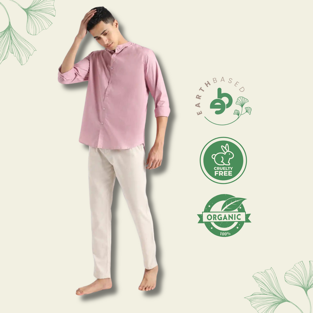 Organic Cotton & Naturally Dyed Mens Round Neck Purple Haze Shirt by Livbio - EarthBased 