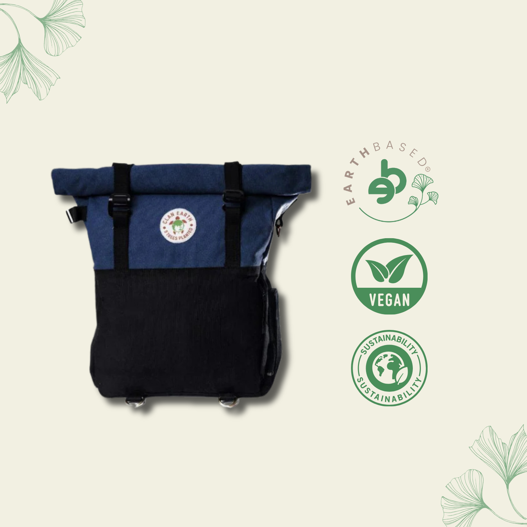 Pangolin Backpack- Navy Blue & Charcoal Black | Clan Earth - EarthBased 