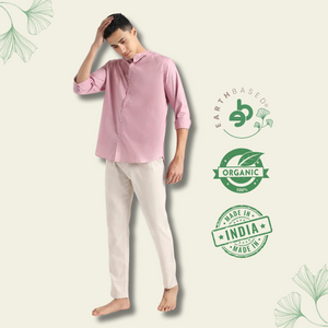 Organic Cotton & Naturally Dyed Mens Round Neck Purple Haze Shirt by Livbio - EarthBased 