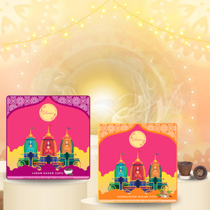 Gulessence Sandal & Loban Havan Cups | Pack of 2 (30 units) | Free Stand - EarthBased 