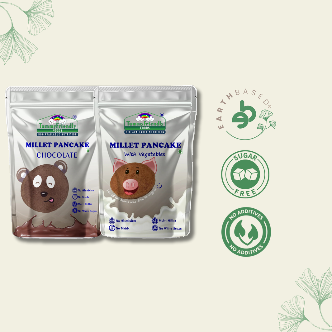 TummyFriendly Foods Millet Pancake Mix - Chocolate, Veggies. HealthyBreakfast. 2 Packs 150g Each Cocoa Powder (2 x 150 g) - EarthBased 