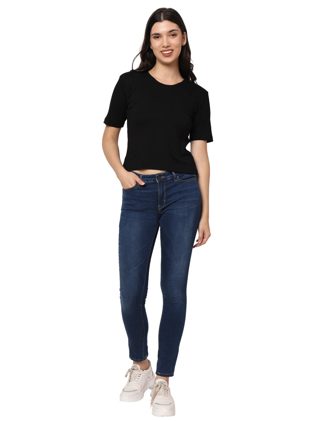 Elegant Bamboo Rib fabric Half Sleeves Top For girl | Black - EarthBased 