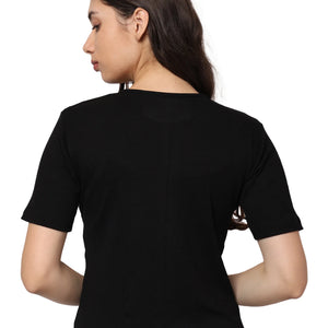 Elegant Bamboo Rib fabric Half Sleeves Top For girl | Black - EarthBased 