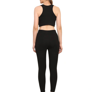 Women Black Padded Bra & Leggings Set - EarthBased 