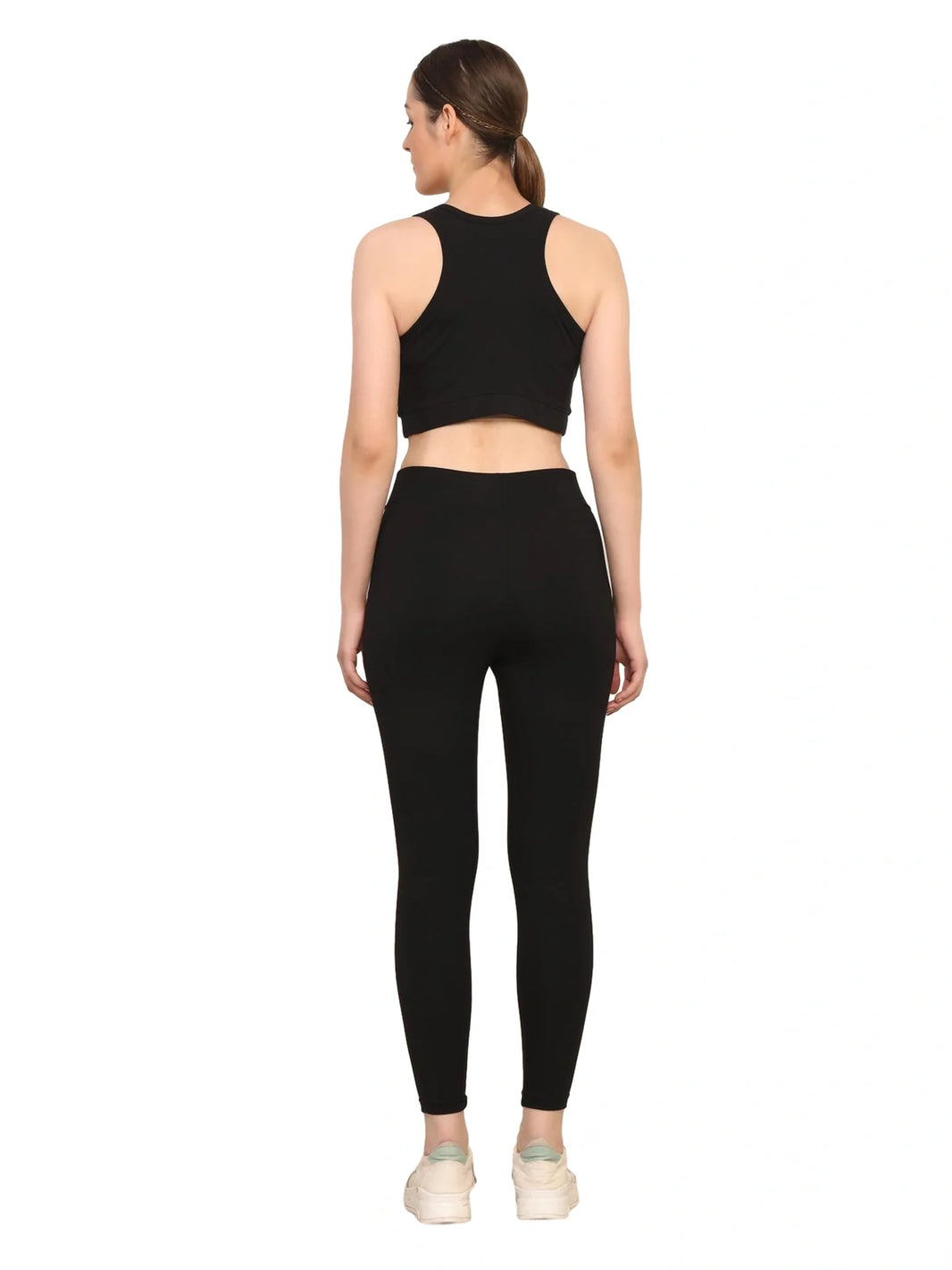 Women Black Padded Bra & Leggings Set - EarthBased 