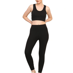 Women Black Padded Bra & Leggings Set - EarthBased 
