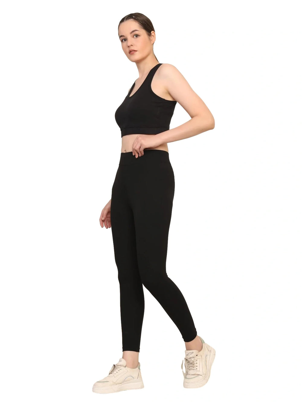 Women Black Padded Bra & Leggings Set - EarthBased 