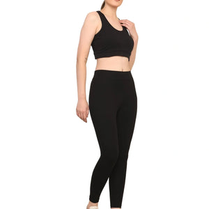 Women Black Padded Bra & Leggings Set - EarthBased 