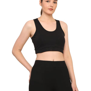 Women Black Padded Bra & Leggings Set - EarthBased 