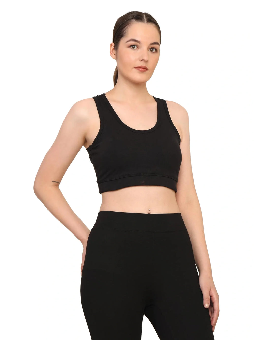 Women Black Padded Bra & Leggings Set - EarthBased 