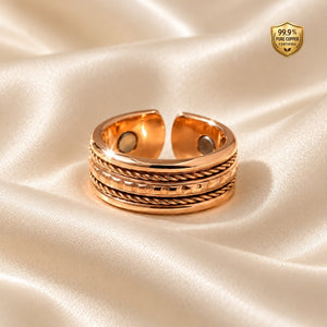 Pure copper magnetic ring with twisted multi-layer design