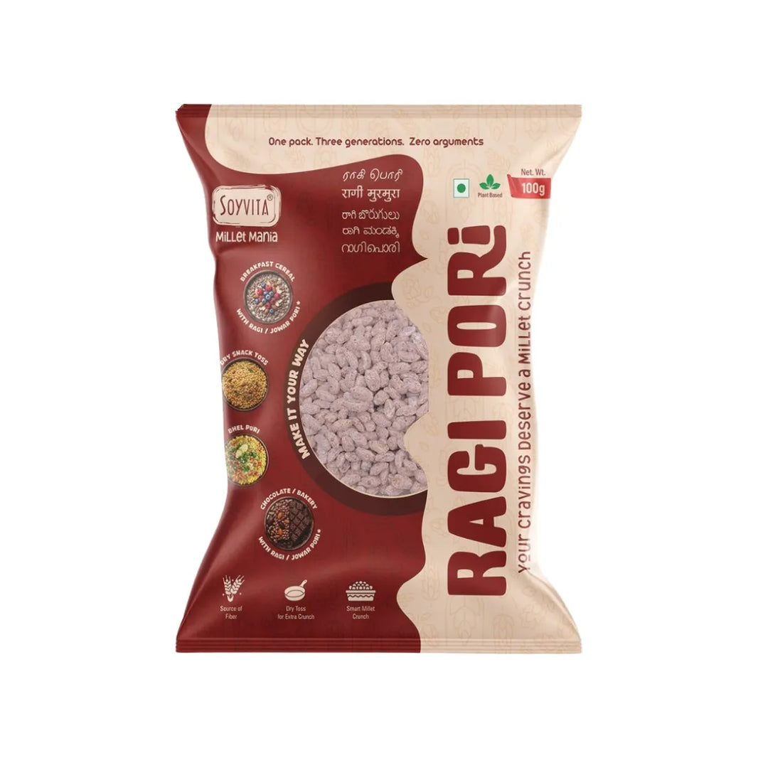 Ragi Pori | Smart Millet Crunch | Anytime Snack | 100 Gms | Pack of 6