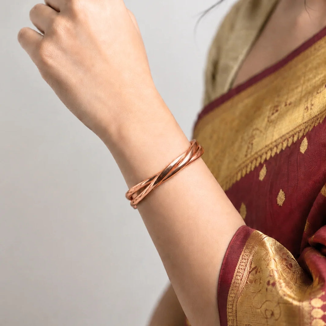 Twisted Copper Kada for Men & Women – Ayurvedic Copper Bracelet