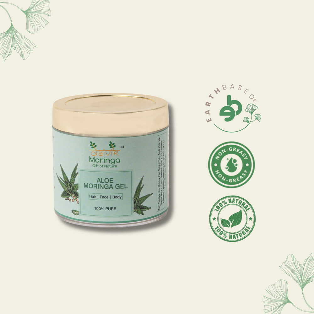 Daivik Moringa Aloe Moringa Gel | 100% Natural | Anti Aging, Anti Acne, Hair Growth, Moisturizer | 110g - EarthBased 