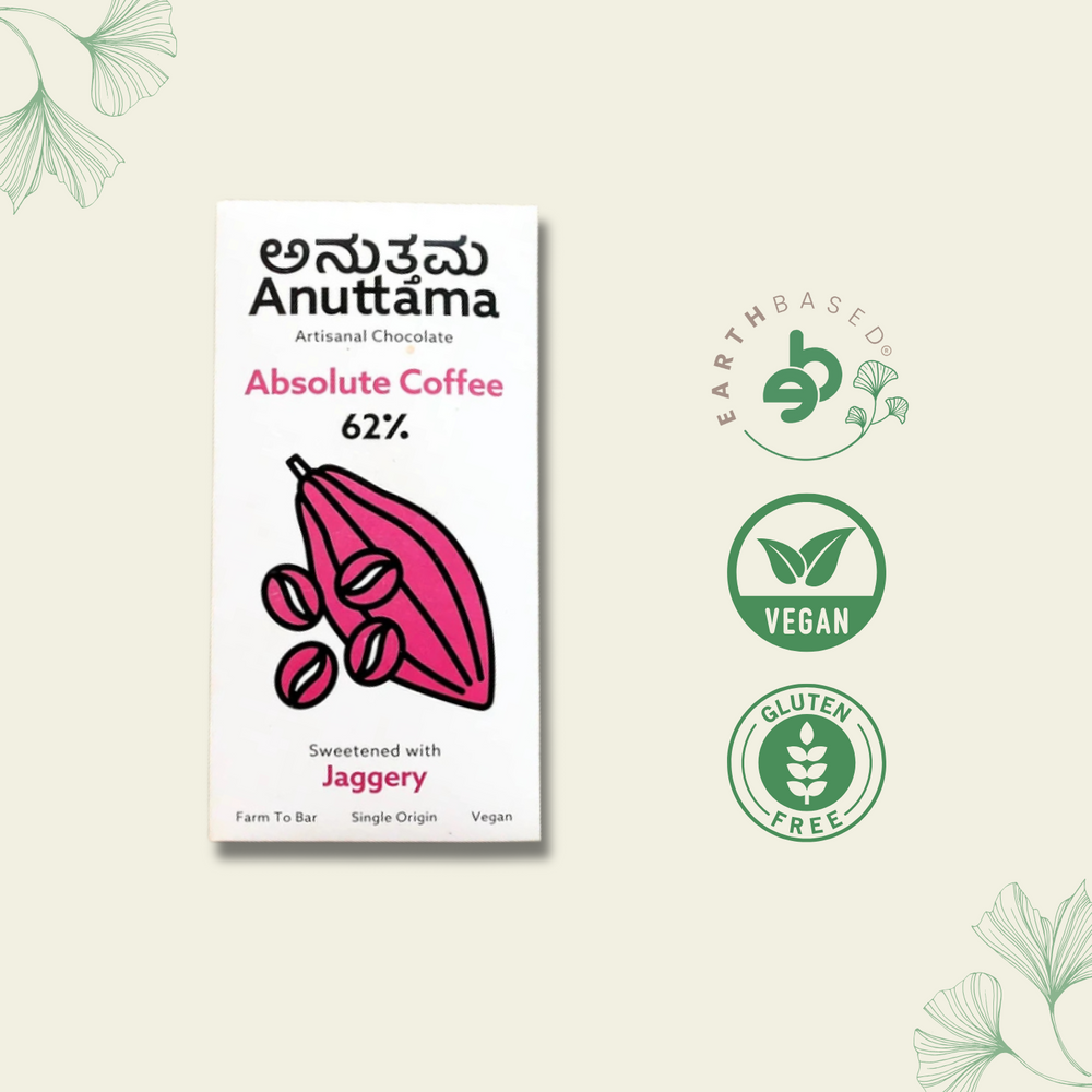 Absolute Coffee | 62% Cocoa | Sweetened with Jaggery | by Anuttama - EarthBased 