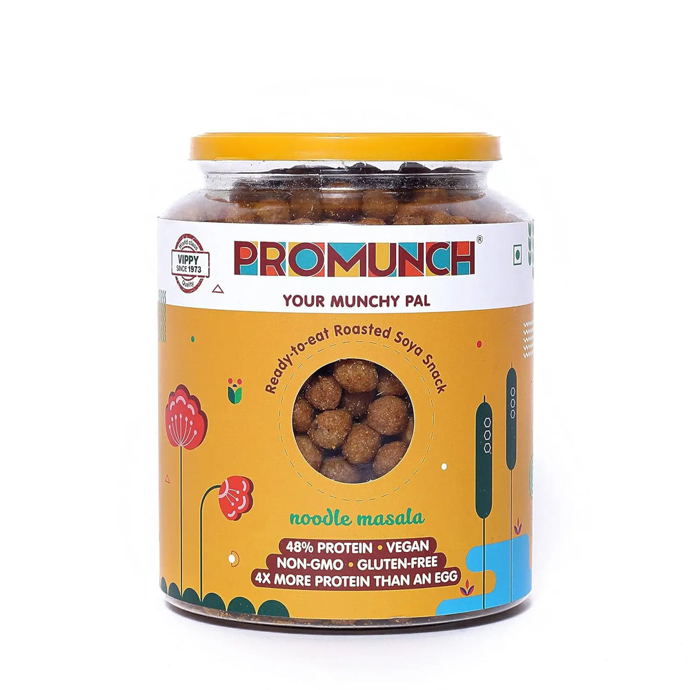 PROMUNCH Roasted Soya Snack | Vegan |Gluten-Free | Flavor: Noodle Masala 300 g Pack of 1 - EarthBased 