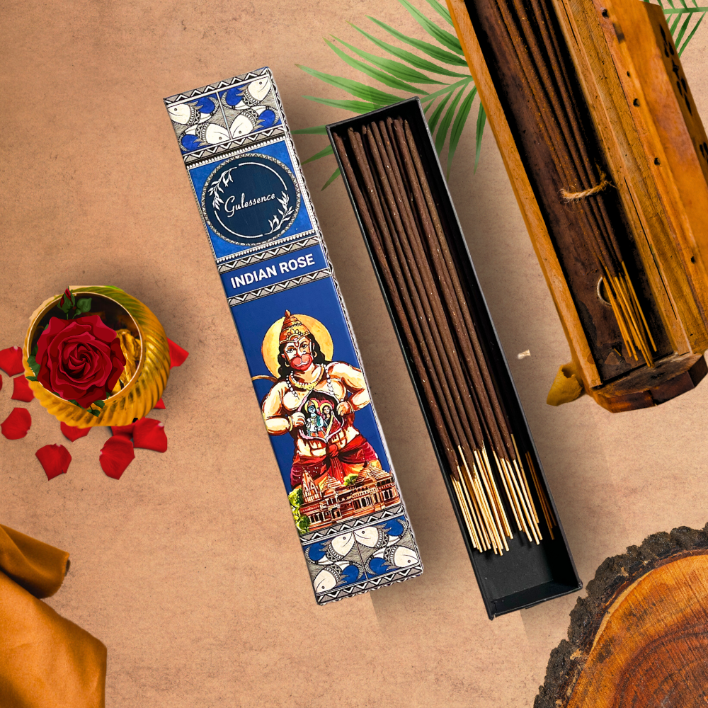 Rose Incense Stick | Made from Temple Flower | Ayodhya Collection | Gulessence | Pack of 2 - EarthBased 