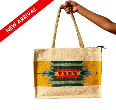 Craftinence Women Boho Sutra Marigold tote handbags for women - Handmade Artisanal Eco-Friendly Upcycled Cotton Handbag - EarthBased 