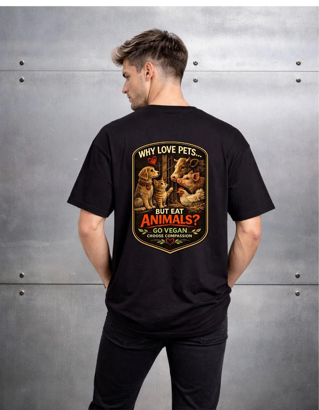 Why Love Pets But Eat Animals Unisex Cotton T-Shirt | Go Sustainable Choose Compassion — Earthbased