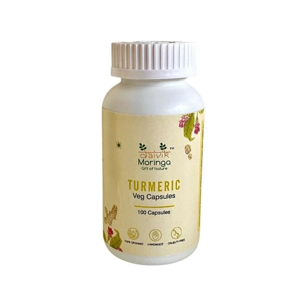 Daivik Moringa Turmeric Veg Capsules | 100% Natural | Immunity Booster, AntiInflammatory, Antioxidant | 100 Caps Each - EarthBased 