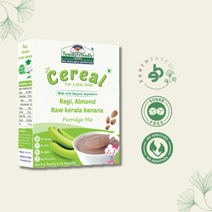 TummyFriendly Foods Organic Sprouted Ragi Almonds Dates Porridge Mix | Made of Sprouted Ragi Powder Cereal (200 g) - EarthBased 