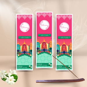 Jasmine Incense Sticks With Free Incense Holder | Made from Cow dung & Temple Flower | Gulessence | Pack of 2 - EarthBased 