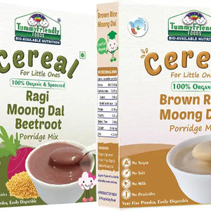 TummyFriendly Foods Certified Stage2 Porridge Mixes | Organic Baby Food for 6 Months Old Baby | Ragi, Brown Rice - 2 Packs, 200g Each Cereal (400 g, Pack of 2) - EarthBased 